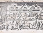 Willem Breebaart (1722-1794) [publisher] - [Antique print, woodcut] HOORN, VEEMARKT, HOUTSNEDE “De Hoornse Beestemarkt”, (re-) published ca. 1776.