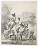 Nicolaes Pieterszoon Berchem (1620-1683) - Antique print, etching | Shepherdess on the donkey, published ca. 1652, 1 p.