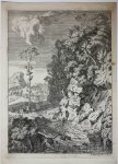 Albert Meyering (1645-1714) - [Antique print, etching/ets] Italian landscape with waterfall (waterval), published 1650-1700.
