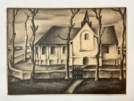 Dobbenburgh, Aart van (1899-1988) - [Lithography/litografie] "Kerkje in St. Pancras", 1927.