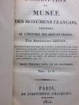 Lenoir, Alexandre - Description du Musée des monuments français, précédée de l'histoire des Arts en France.