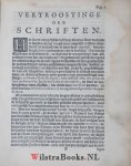 Junius, Adrianus - Vertroostinge der Schriften, Blijkende inde Bysondere Huyshoudinge Gods in sijne Kerke en Gemeynte.