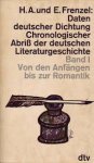 Frenzel, H.A. und E. - DATEN DEUTSCHER DICHTUNG - Chronologischer Abriss der deutschen Literaturgeschichte - Band I - Von der Anfängen bis zur Romantik