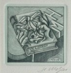 Metzler, Hansjörg. - Exlibris voor HM. Metzler, Hansjörg. - Exlibris voor HM.