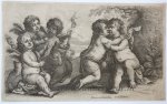 Hollar, Wenzel (1607–1677) after Avont, Pieter van (1600-1652) - [Antique print, etching] Jesus, John and the cherubs/Jezus, Johannes en cherubijntjes, ca 1645.