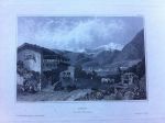 Oude 19e eeuwse staalgravure - Brieg in der Schweiz