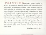 WARDE, Beatrice - Printing (demands a humility of mind).