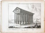 Unknown engraver, Pieter Schenk (1660-1713) - [Antique print, etching/ets, Rome] TEMPLUM FORTUNAE... Views of Rome [Set title] (Gezicht op Rome: Tempel van het Mannelijke fortuin, aan de Tiber), published 1705.