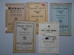 N.n.. - Actien-Gesellschaft H.F. Eckert Berlin-Lichtenberg. 5 catalogues. Drillmaschine "Stella"; Gebrauchsanweisung und Reserveteil-Liste. - Grasmäher "Dixi"; Gebrauchsanweisung und Ersatztielliste. -Gabel-Heuwender "Leo N" Reservteil-Liste. -The H.F...