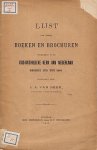 (OUD-KATHOLIEKE KERK). BEEK, J.A. van - Lijst van eenige boeken en brochuren uitgegeven in de oud-katholieke kerk van Nederland sedert 1751 tot 1842. Opgemaakt door J.A. van Beek, Oud-Katholiek Pastoor te Rotterdam.