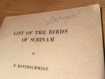 Haverschmidt, F - List of the Birds of Surinam