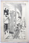 Braakensiek, Johan (1858-1940) - [Original lithograph/lithografie by Johan Braakensiek] Daling van de Rotterdamsche tram-aandeelen van 400 op 200 pCt, 14 October 1906, 1 pp.