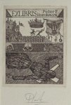 Plank, Heinz. - Exlibris voor Peter F. Hosokawa. Plank, Heinz. - Exlibris voor Peter F. Hosokawa.