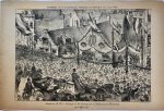 Braakensiek, Johan (1858-1940) - [Original lithograph/lithografie by Johan Braakensiek] Bezoek van H. M. de Koningin en het Prinsesje aan de Willemstraat te Amsterdam op 13 April 1887, 17 April 1887, 1 pp.