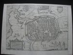 Braun Hogenberg. Originele gravure van Haarlem, Harlemum uit het beroemde stedenboek van Braun (tekst) en Hogenberg (gravure), Civitates Orbis Terrarum, 1575. kaart plattegrond - Haarlem harlemum. Afmetingen 54 x 40 cm, ongekleurd. .Het stadsbeeld is van circa 1572, juist voor het beleg van Haarlem door de Spanjaarden. Voor het eerst werden de belangrijkste steden van de wereld in een boek tot in detail afgebeeld. kaart platt