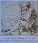 Arthur Pond (1701-1758) after Parmigianino (1503-1540) - [Antique print, etching] Old man (a philosopher?) looking into a mirror/Oude man kijkt in de spiegel, ca. 1732-1736.