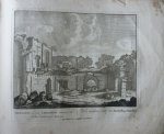 Schenck, Petrus [Pieter Schenk] - Het ingestorte voorhof van Karakallaas Waterbad 90. Originele kopergravure.