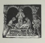 Hauke, Hans. - Exlibris voor Antonio Roveda. Hauke, Hans. - Exlibris voor Antonio Roveda.