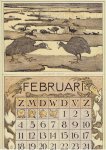 HOYTEMA, Theo van [HOIJTEMA] - Kalenderblad T. v. Hoytema - Hofmakende koeten - februari - kalenderjaar 1912.