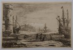 LORRAIN, CLAUDE, - Sea harbour with large tower