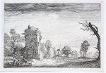 Velde, Jan van de II (c.1593-1641) - Farm built against a square tower [Set title: Amenissimae aliquot regiunculae...]/Boerderij met vierkante toren.