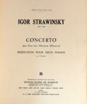 Strawinsky, Igor: - Concerto (pour piano suivi d`orchestre d`harmonie). Réduction pour deux pianos par l`auteur