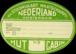 Stoomvaart Maatschappij Nederland - Bagagelabel Hut/Cabin SMN