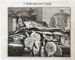 Vinne, Vincent Laurensz. van der (II) (1686-1742) - [Original etching] 't Minst wykt voor 't meest [S. Spinneker 'Leerzame Zinnebeelden'], ca 1717-1757.