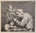 Jacques Dassonville (1619-1670) - Antique print, etching I Delousing of a child, published ca. 1650, 1 p.