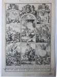 Romeyn de Hooghe (1645-1708) - [Antique print, etching] Schilderyen binnen de eerepoort op de Plaats en op de zyde na de Vyverbergh / Peintures du dedans de l'arc de triomphe sur la Place et du costé du Vivier [Willem III te 's Gravenhage], 1691, 1 p.