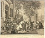 Houbraken, Jacobus (1698-1780) after Troost, Cornelis (1696-1750) - [Antique etching and engraving, ca 1750] Het Amsterdamsche Kermis Feest. / Divertissement de la Foire d' Amsterdam, published ca 1750, 1 p.
