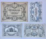  - [Business cards, Maastricht, Porseleinkaartjes] Porseleinkaartjes (adreskaartjes gedrukt op hoogglanspapier, ca. 1850) van bedrijven te Maastricht. Extra groot en fraai. Prijs per stuk.