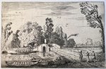 Jan van de Velde II (c. 1593-1641) - [Antique print, etching] Road leading to a stone bridge, published 1616.