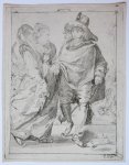 Woensel, Petronella van (1785-1839) after Saenredam, Jan (ca. 1565-1607) after Goltzius, Hendrick (1558-1617) - Allegory of winter (couple iceskating, skating) (Allegorie van de winter, schaatsend stel).