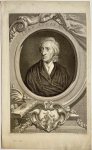 George Vertue (1684-1756), after Sir Godfrey Kneller (1646-1723) - Antique portrait print I Philosopher John Locke, published 1738, 1 p.