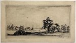 after Stefano della Bella (1610-1664) - Antique print, etching | Soldiers fighting with sword on a battlefield [Soldaten te paard in zwaardgevecht], published ca. 1650, 1 p.
