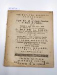 Kessler, Henricus: - Dissertatio Juridica Inauguralis ad Legen XV. D. ad Legem Corneliam de Sicariis & Veneficiis, quam, Favente deo ter opt. max.