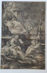 Abraham Hogenberg (fl. c. 1590-1653), after Hendrick Goltzius (1558-1617) - [Antique print, engraving, 1653] The Agony in the Garden / Christus op de Olijfberg (set title: Passion of Christ), published 1653, 1 p.