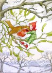  - ansichtkaart MOLLY BRETT - Christmas Robin and Pixie