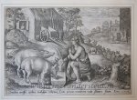 Hans Collaert I (1566-1628) after Crispin van den Broek (1523 – c. 1591) - [Antique print, engraving, 1643] The Prodigal Son as a swine herd /De verloren zoon als varkenshoeder [Set of 4 plates: The parable of the Prodigal Son], published 1643, 1 p.