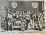 Visscher, Claes Jansz. (1587-1652); after Vos, Maarten de (1532-1603) - [Original engraving/gravure] 'Socrus Simonis tenebatur magnis febribus'; Christ healing St. Peter's mother-in-law; Christus geneest de schoonmoeder van St. Petrus.