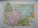 antique map. kaart. - Gallie en Germanie en aangrenzende landen. (Gallia, Germania).