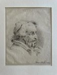 G.N.V.D.Holle [?] - Antique drawing | Profile of a prelate, 1800, 1 p.