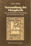 HEGEL, G.W.F., RÜHLE, V. - Verwandlung der Metaphsik. Zur systematischen Darstellung des Absoluten bei Hegel.