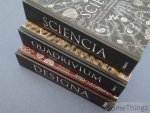 David Wade. - Quadrivium: rekenkunde, meetkunde, muziek en astronomie voor iedereen. Sciencia: wiskunde, natuurkunde, scheikunde, biologie en astronomie voor iedereen. Designa: technische geheimene van de traditionele visuele kunsten. [3 vols.]