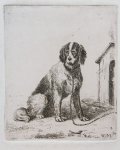 Moorrees, Christiaan Wilhelmus (1801-1867) - Etching on chine collé/ets: Dog on a chain (Hond aan ketting).