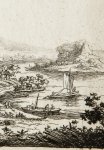 Almeloveen, Jan van (ca. 1652-1683) - [Original etching/ets] River landscape with peasants and fishermen. [Set of 6: Various Landscapes]/Landschap met boeren en vissers.