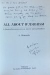 Dhammika, S. (with personal message) - All about Buddhism; a modern introduction to an ancient spiritual tradition