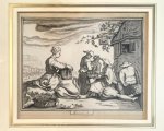 after Abraham Cornelisz. Bloemaert (1564/66-1651), Frederick Bloemaert (ca.1614-1690) - Framed antique drawing | Allegory of the month of October, ca. 1780, 1 p.