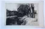 Laurent Verwey van Udenhout (1884-1913) - [Modern print, etching] Landscape with farm house by a canal, published before 1913.